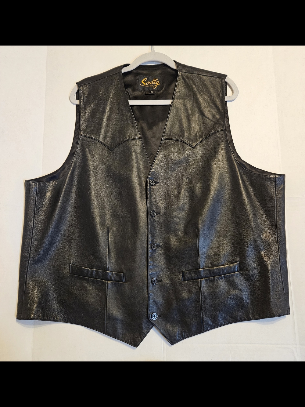Men's Scully Black Leather Western Stle Vest Size 52